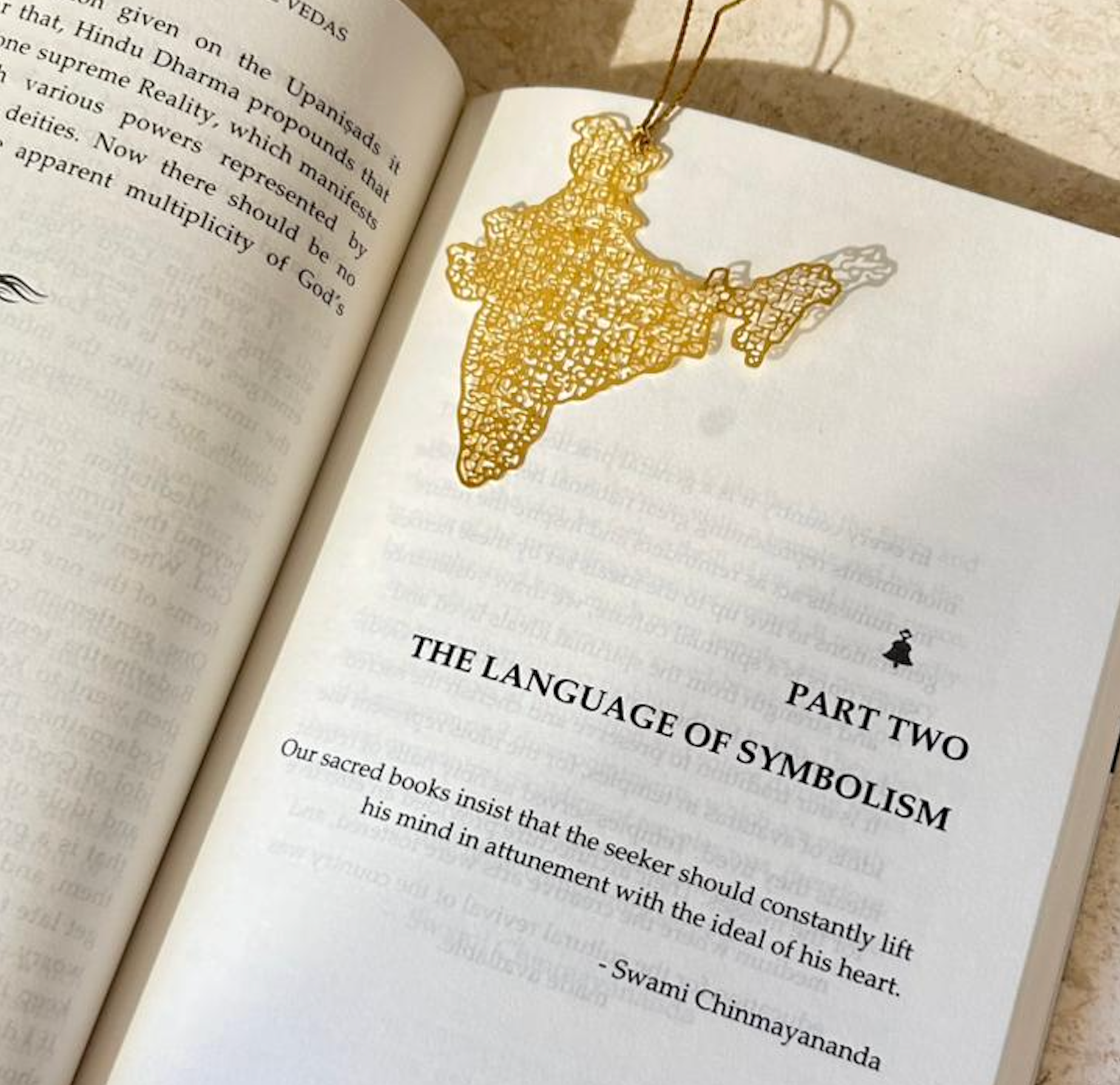 Bharat (India) Map Metal Bookmark with Golden Thread & Tassel