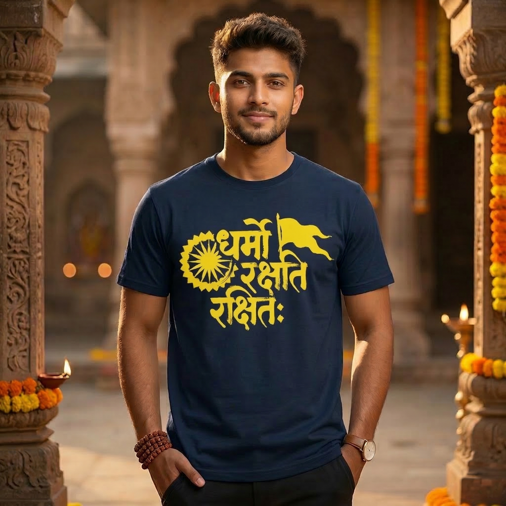 ‘Dharmo Rakshati Rakshitah’ Unisex T-Shirt - Navy
