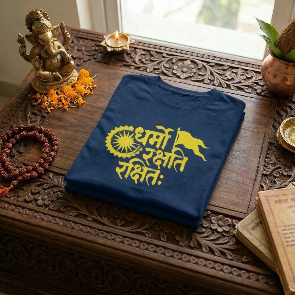 ‘Dharmo Rakshati Rakshitah’ Unisex T-Shirt - Navy