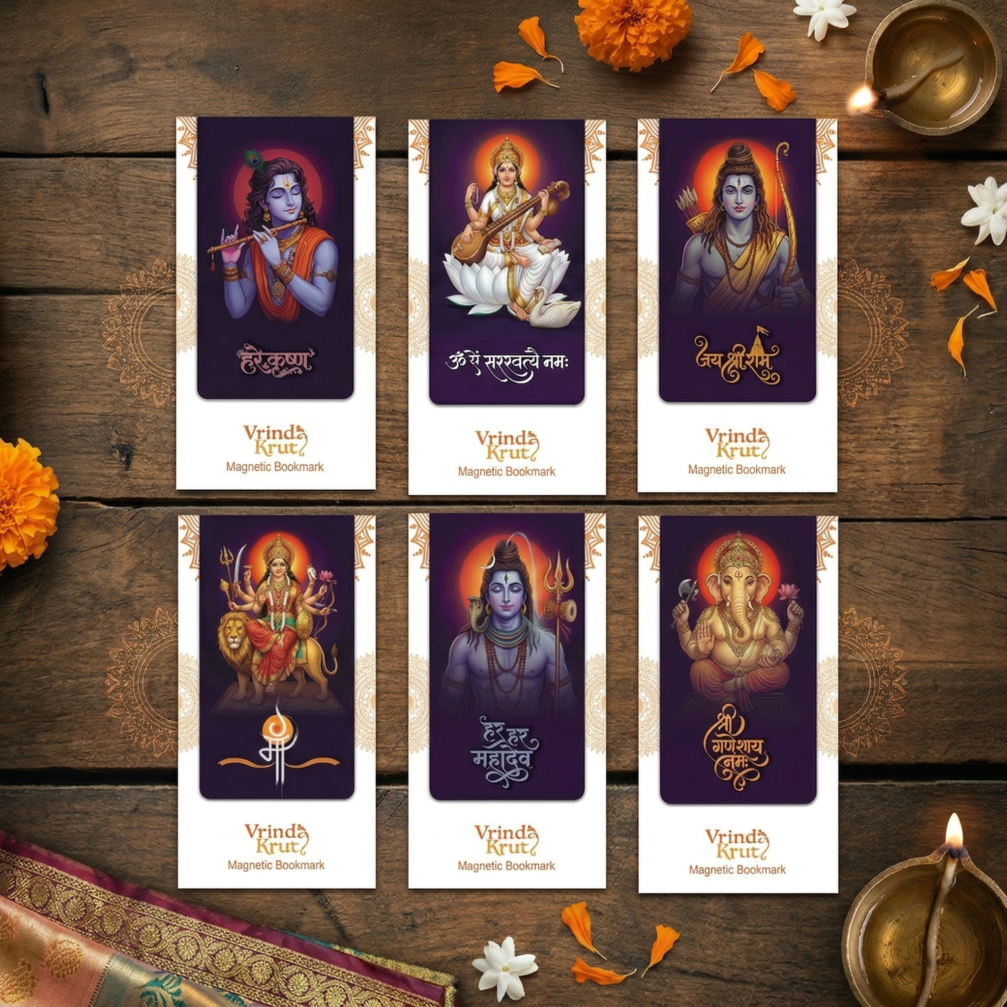 Divine Deities & Mantras Magnetic Bookmark Combo (Pack of 6)
