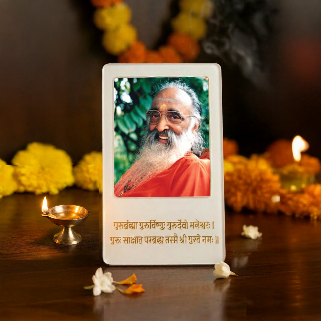 Multi-Functional White Acrylic Guru Photo Frame with Sloka