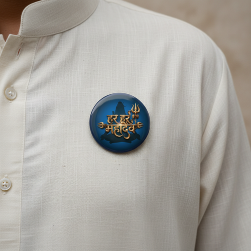 Har Har Mahadev Pin Badge and Fridge Magnet