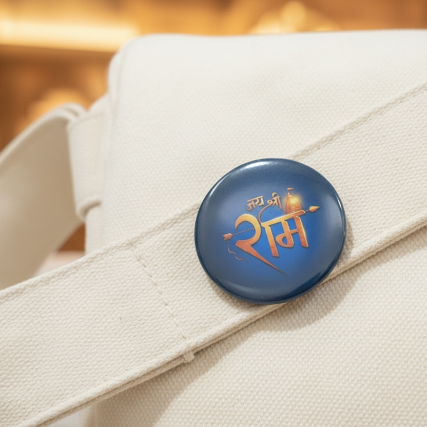 Jai Shree Ram Pin Badge and Fridge Magnet