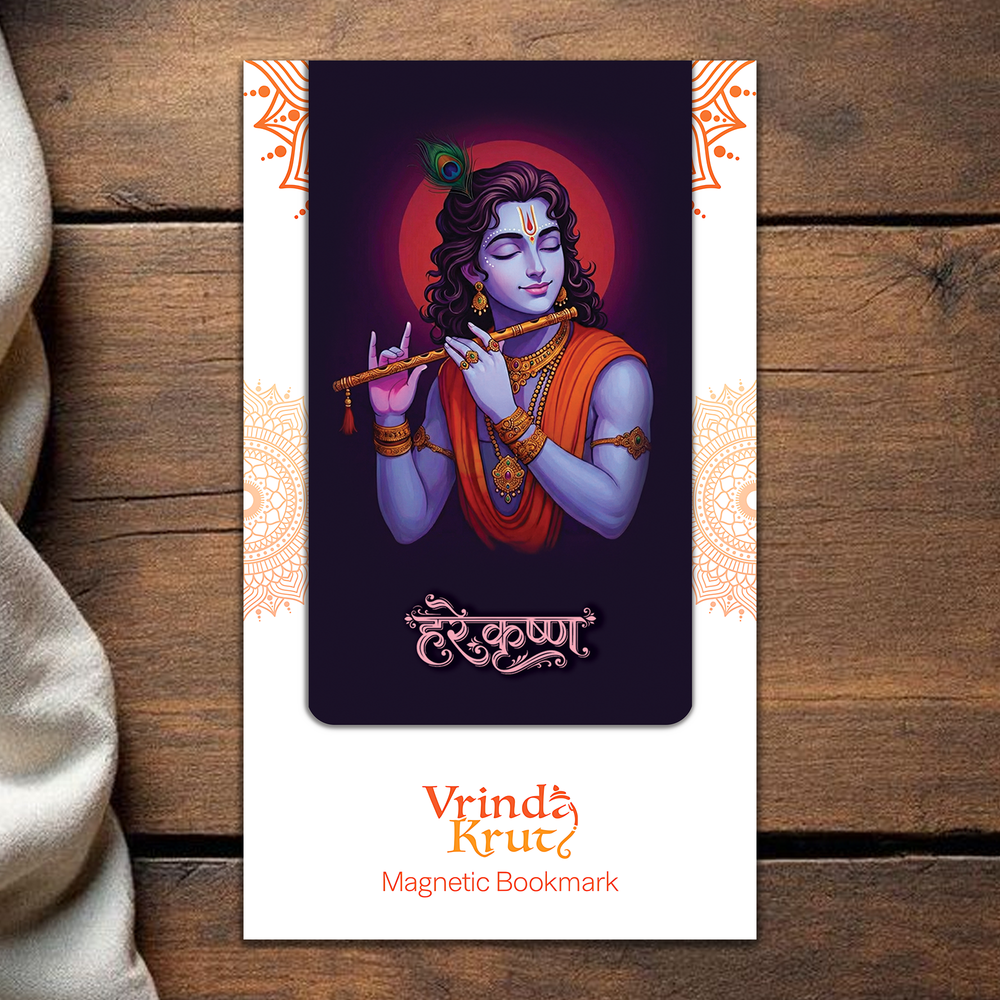 Divine Shri Krishna Magnetic Bookmark with Mantra and Sloka