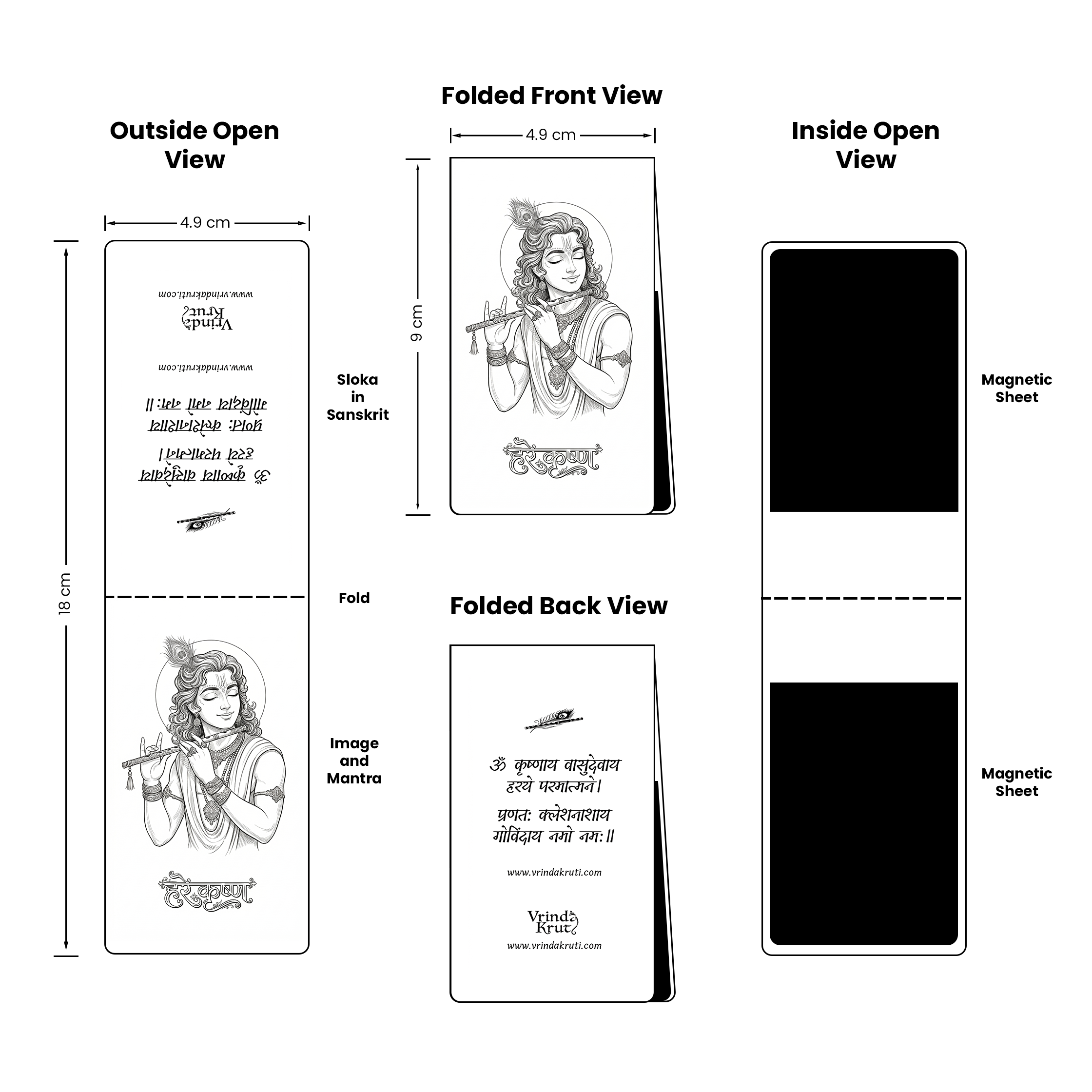 Divine Shri Krishna Magnetic Bookmark with Mantra and Sloka