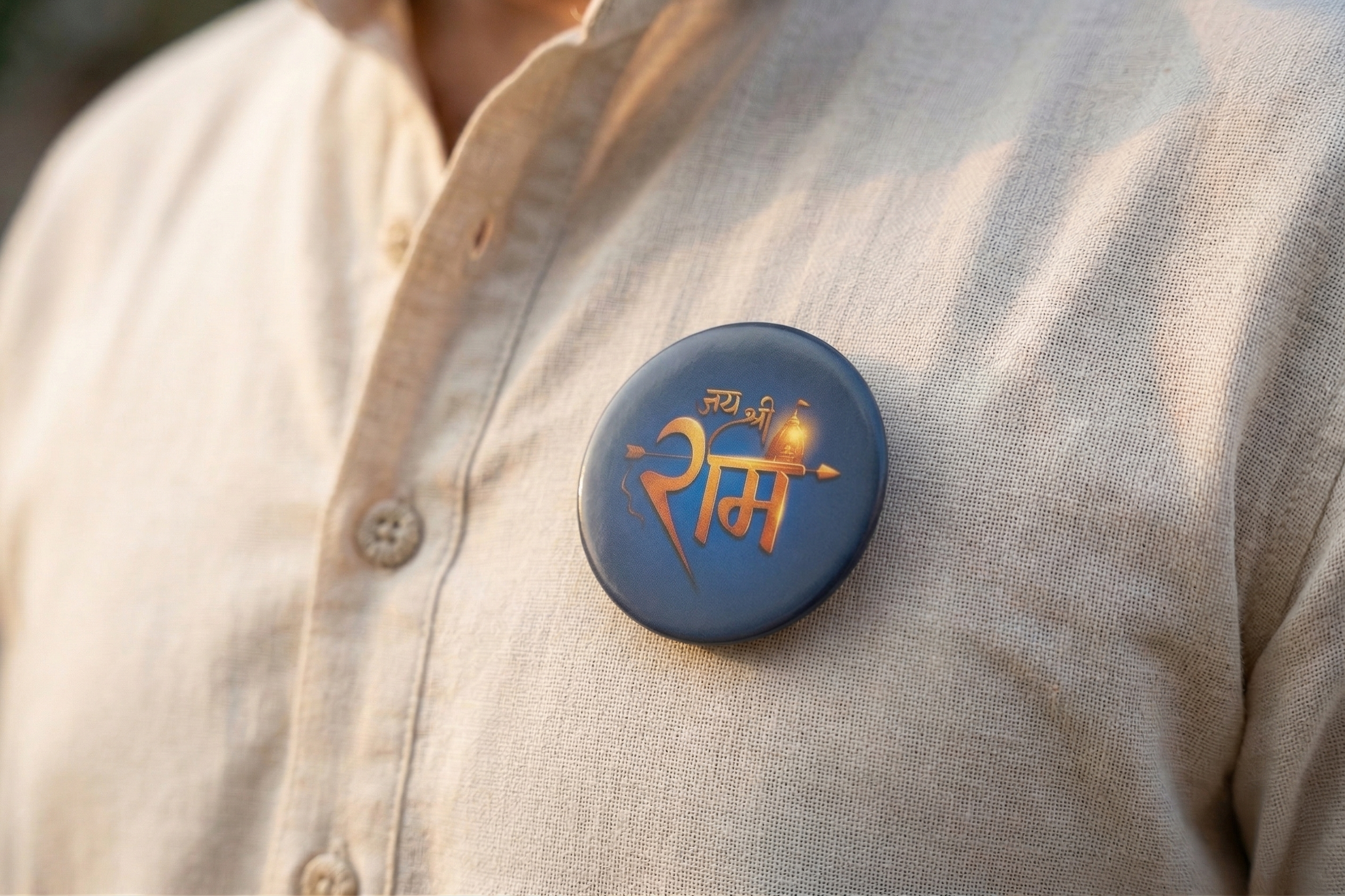 Jai Shree Ram Pin Badge and Fridge Magnet