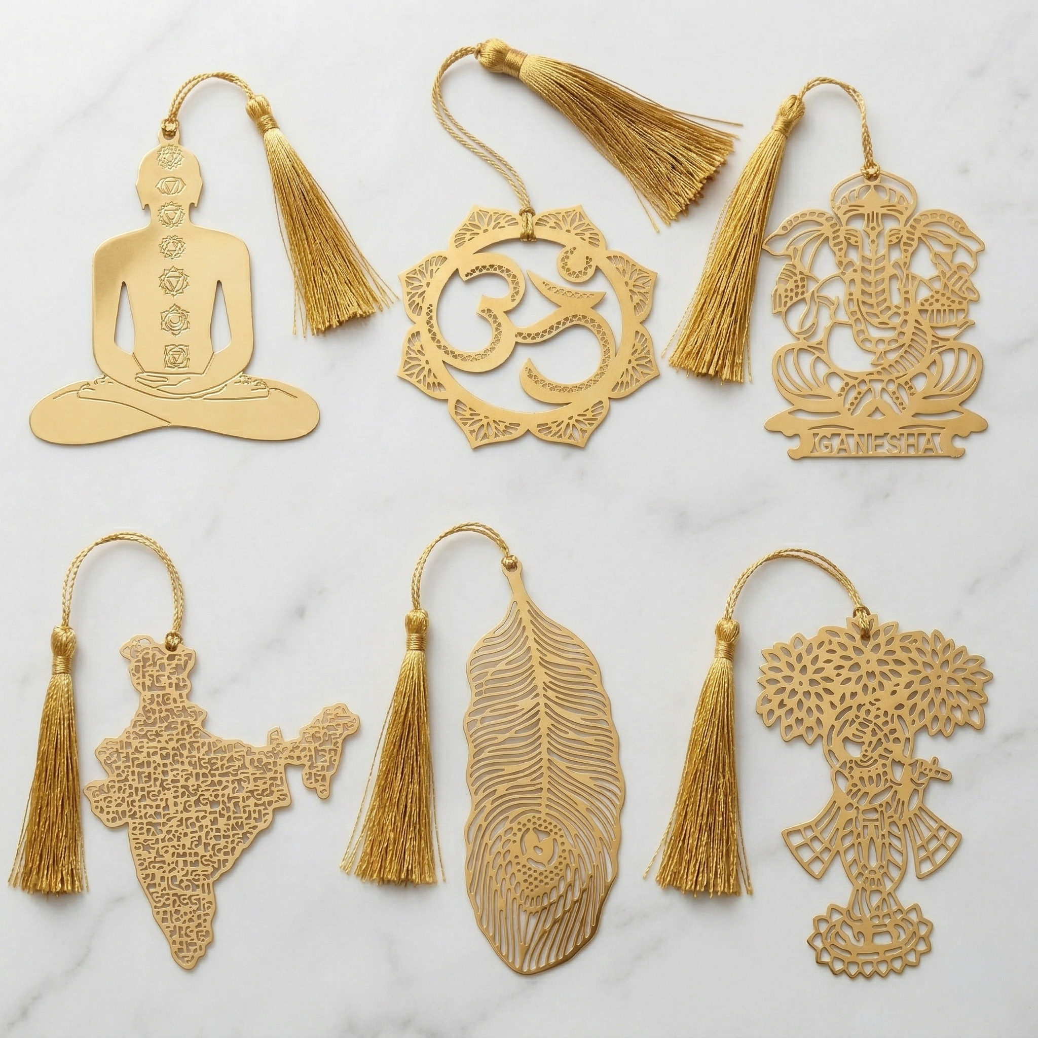 Divine Golden Metal Bookmarks Bundle (Set of 6)