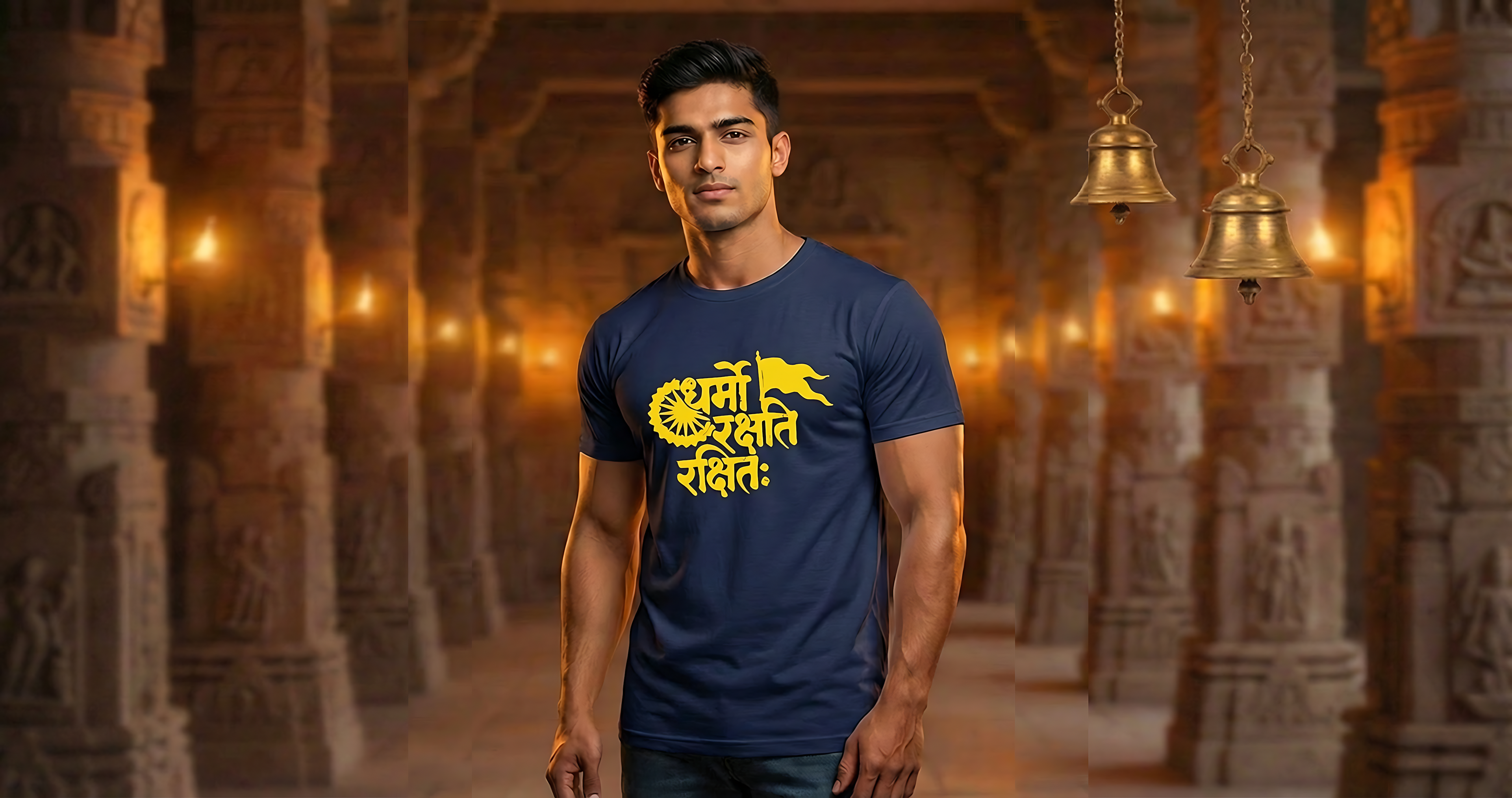 ‘Dharmo Rakshati Rakshitah’ Unisex T-Shirt - Navy