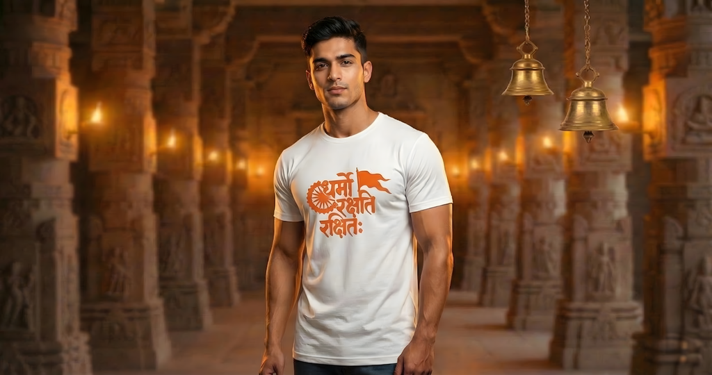 ‘Dharmo Rakshati Rakshitah’ Unisex T-Shirt - White