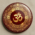 Om Symbol Round Shaped Pin Badge and Fridge Magnet