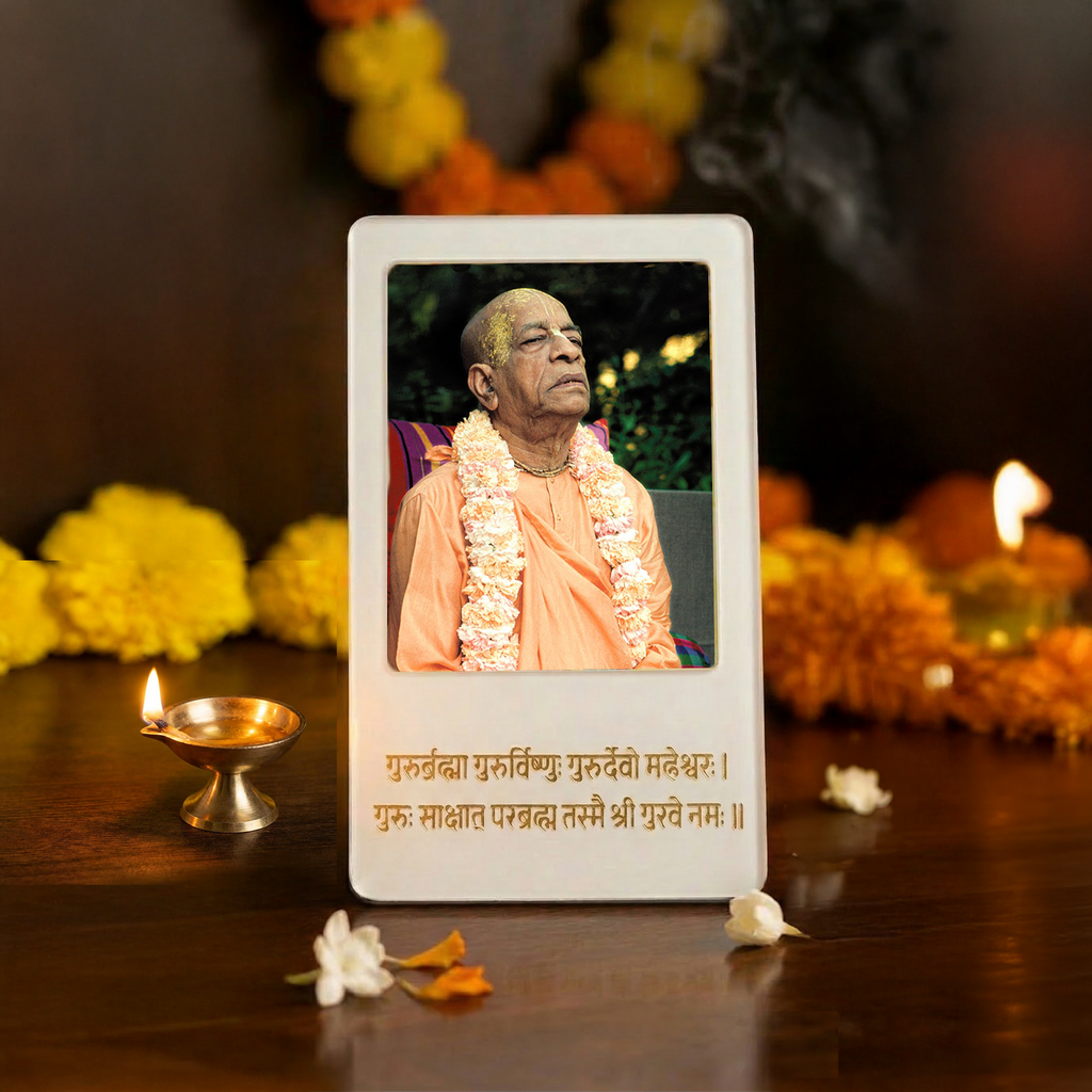 Multi-Functional White Acrylic Guru Photo Frame with Sloka