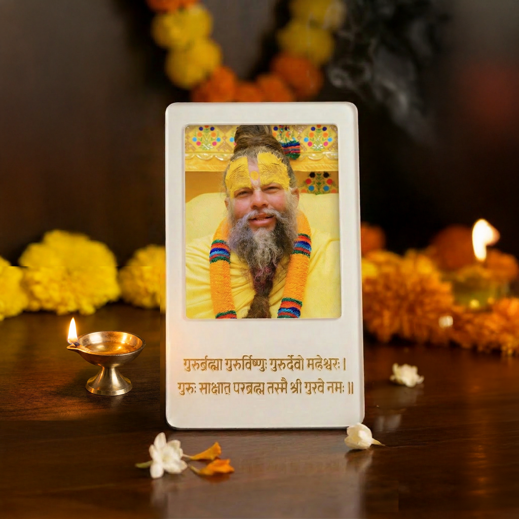 Multi-Functional White Acrylic Guru Photo Frame with Sloka