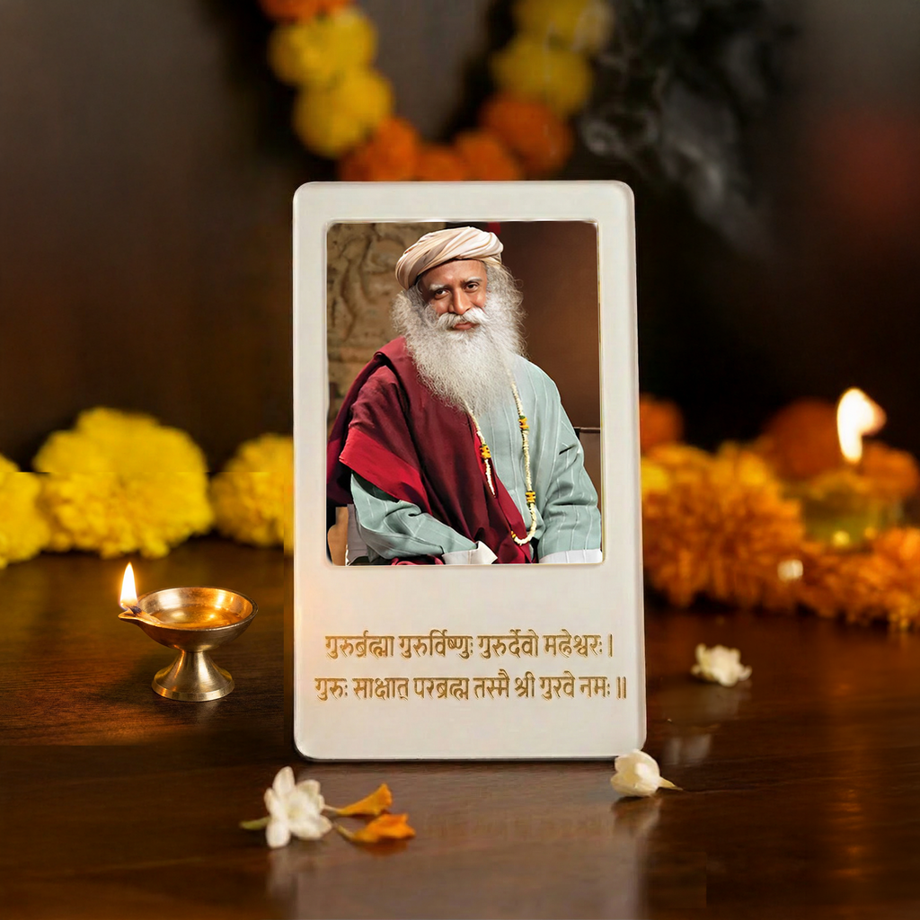 Multi-Functional White Acrylic Guru Photo Frame with Sloka
