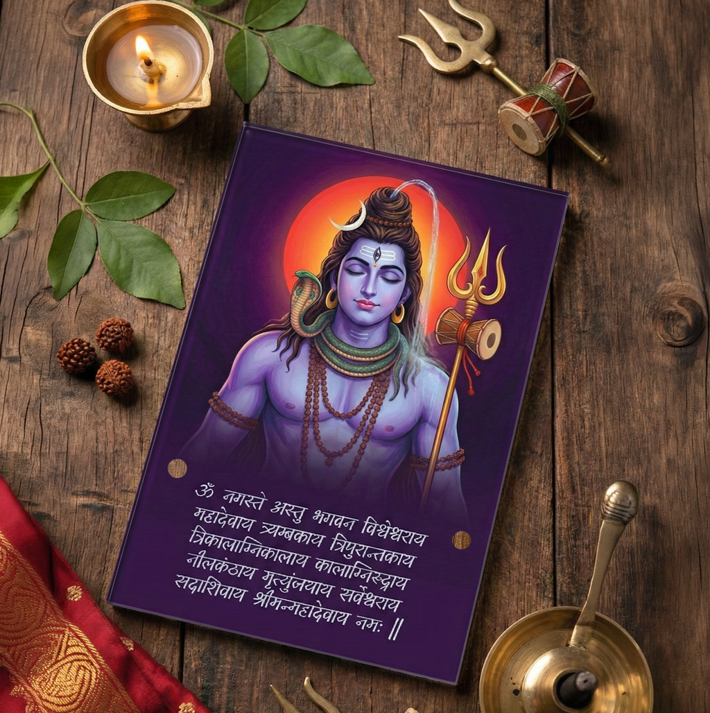 Shiva (Mahadev) Acrylic Photo Frame with Golden Standoff