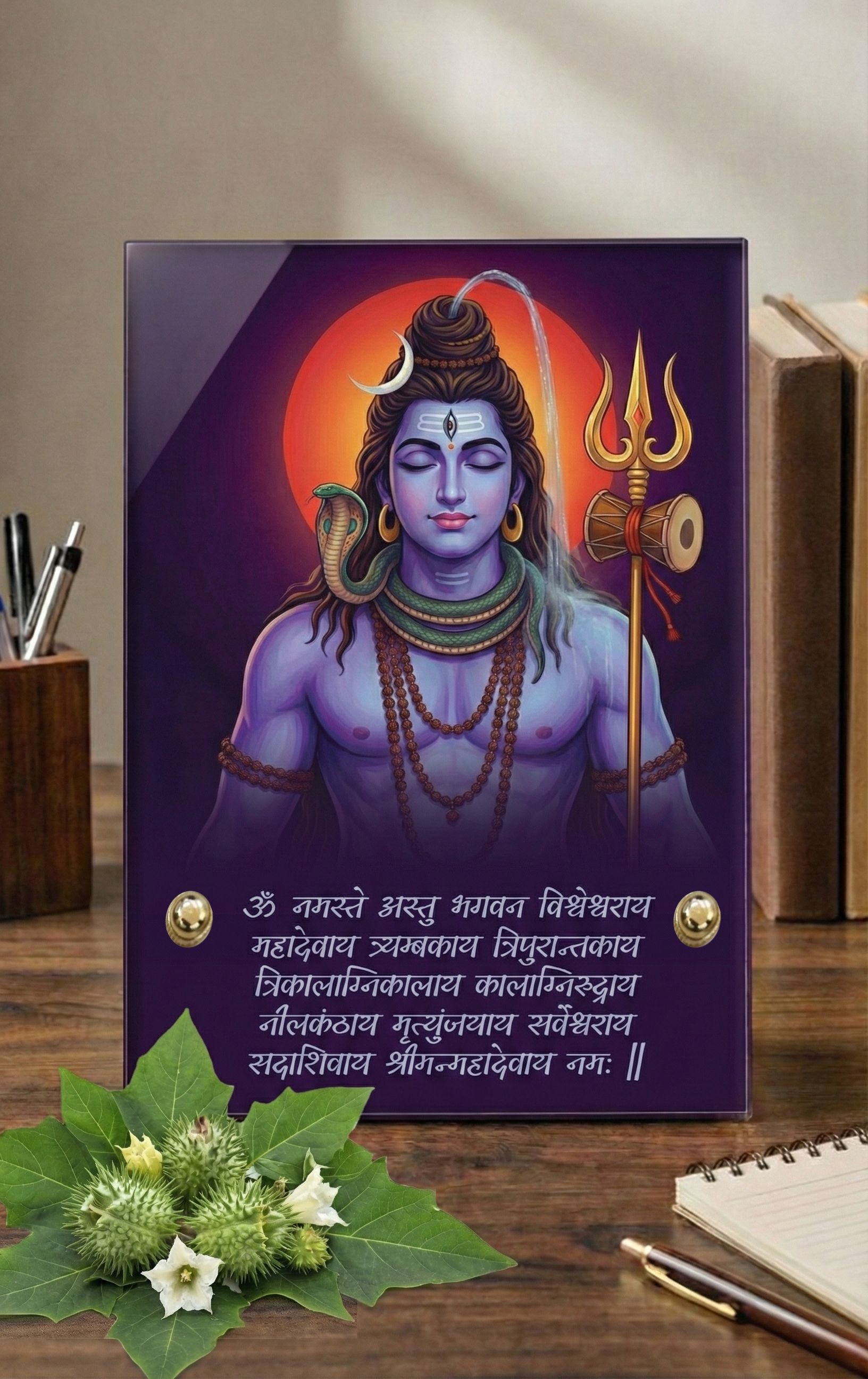 Shiva (Mahadev) Acrylic Photo Frame with Golden Standoff