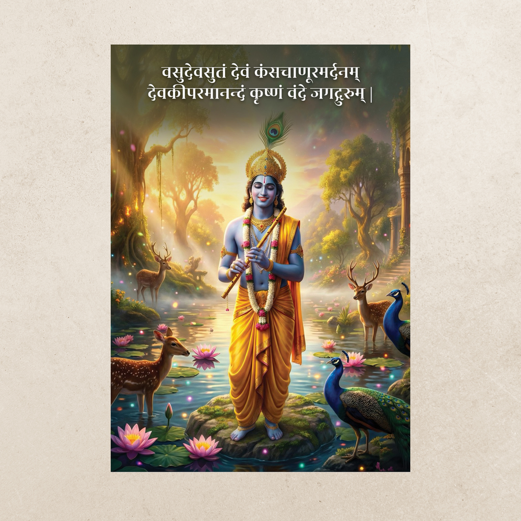 Shri Krishna Divine A3 Vinyl Poster with Sloka