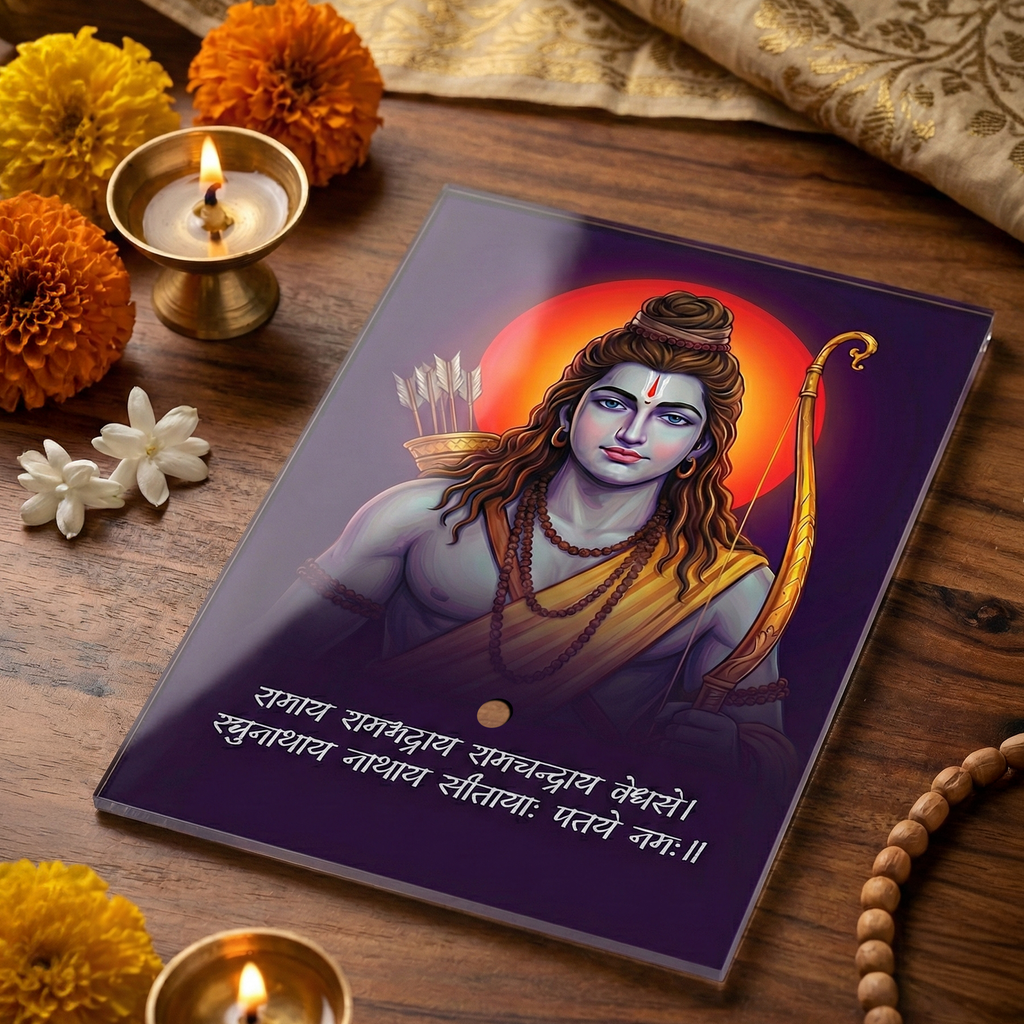 Shri Ram Acrylic Photo Frame with Golden Standoff