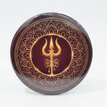 Trishul and Damru Round Shaped Pin Badge and Fridge Magnet
