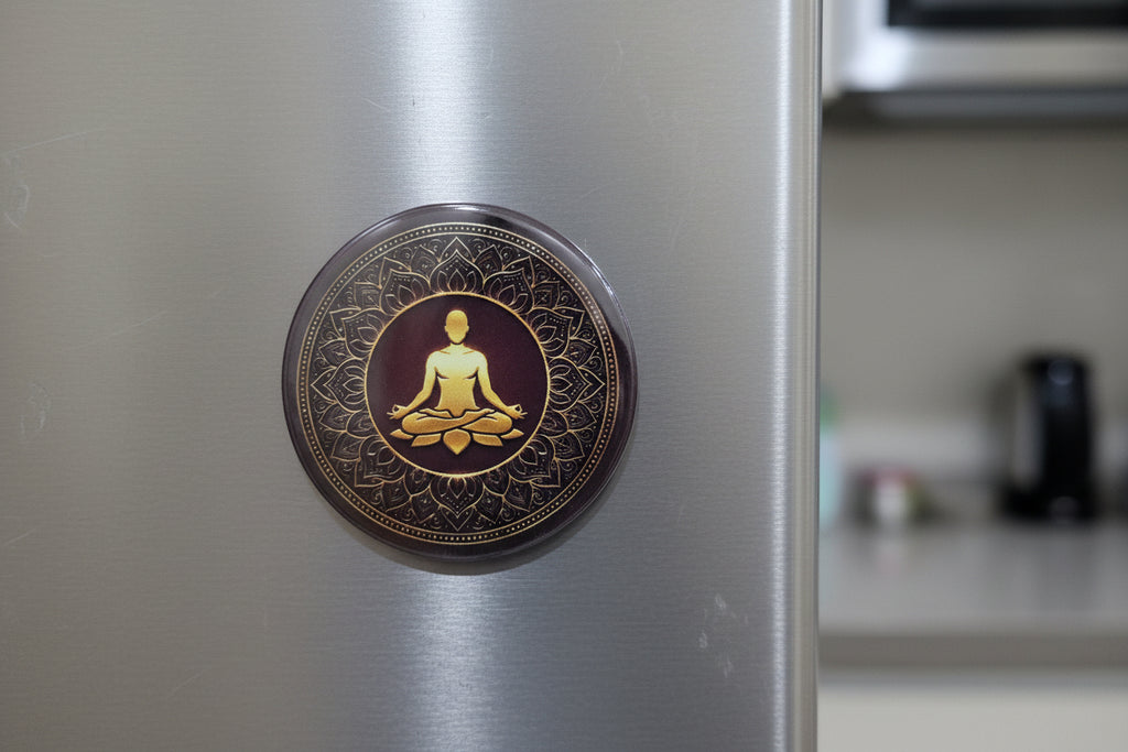 Yogi and Chakras Pin Badge and Fridge Magnet