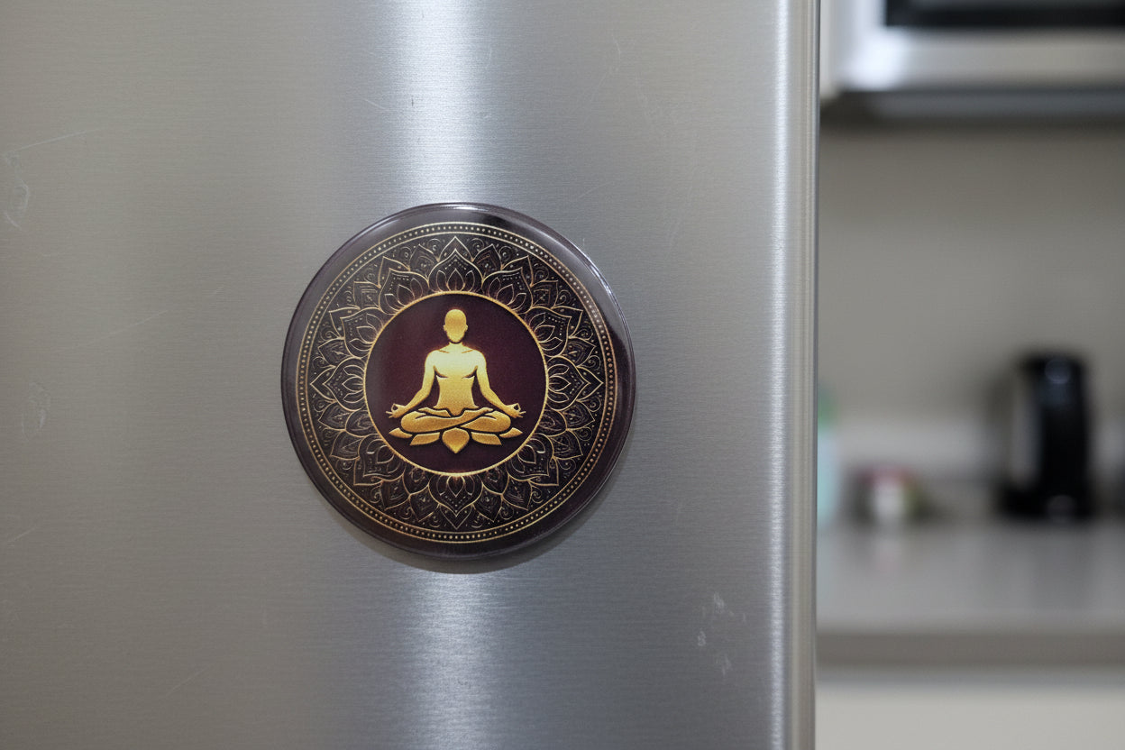 Yogi and Chakras Pin Badge and Fridge Magnet