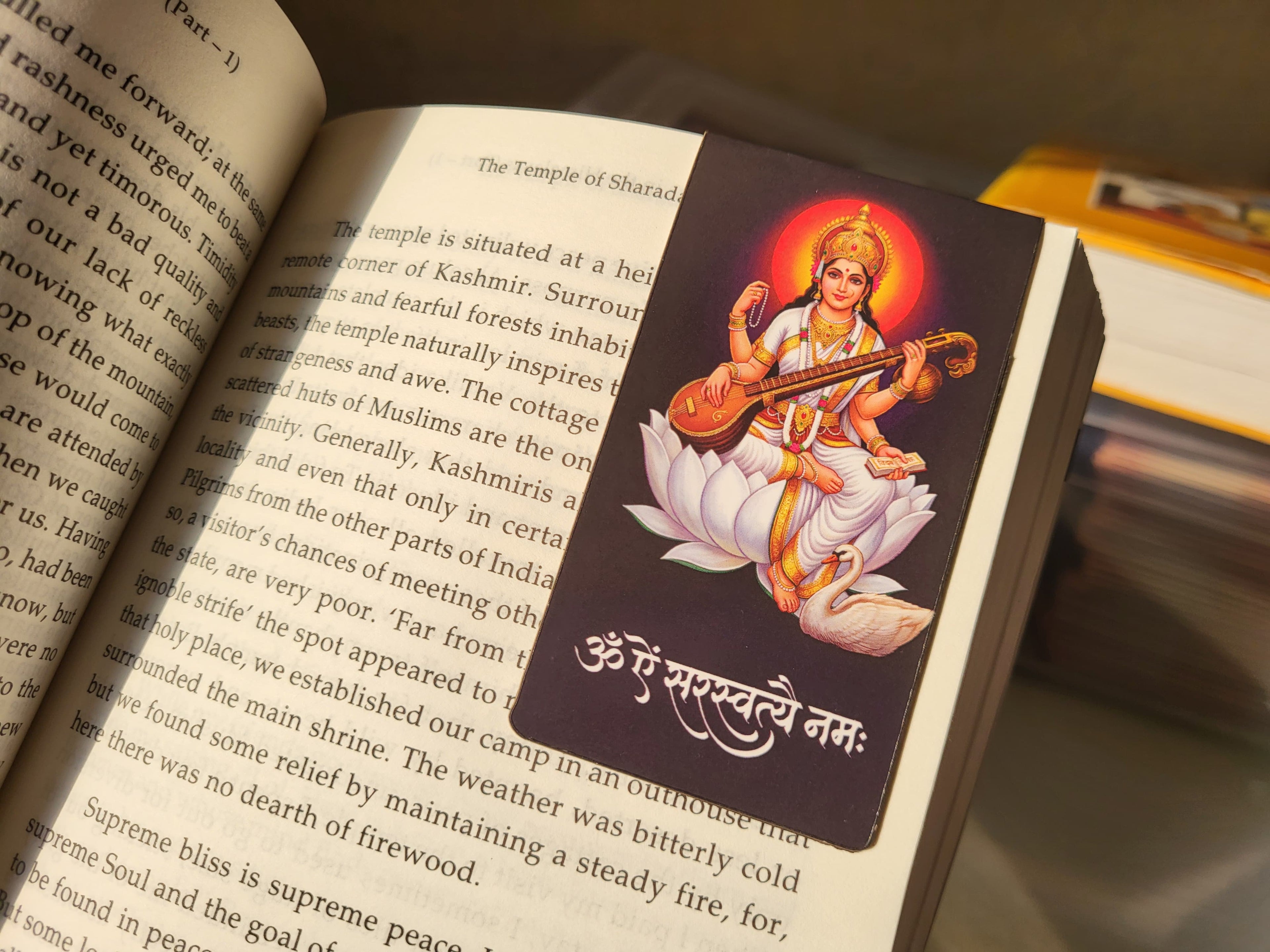 Maa Saraswati Magnetic Bookmark with Mantra and Sloka
