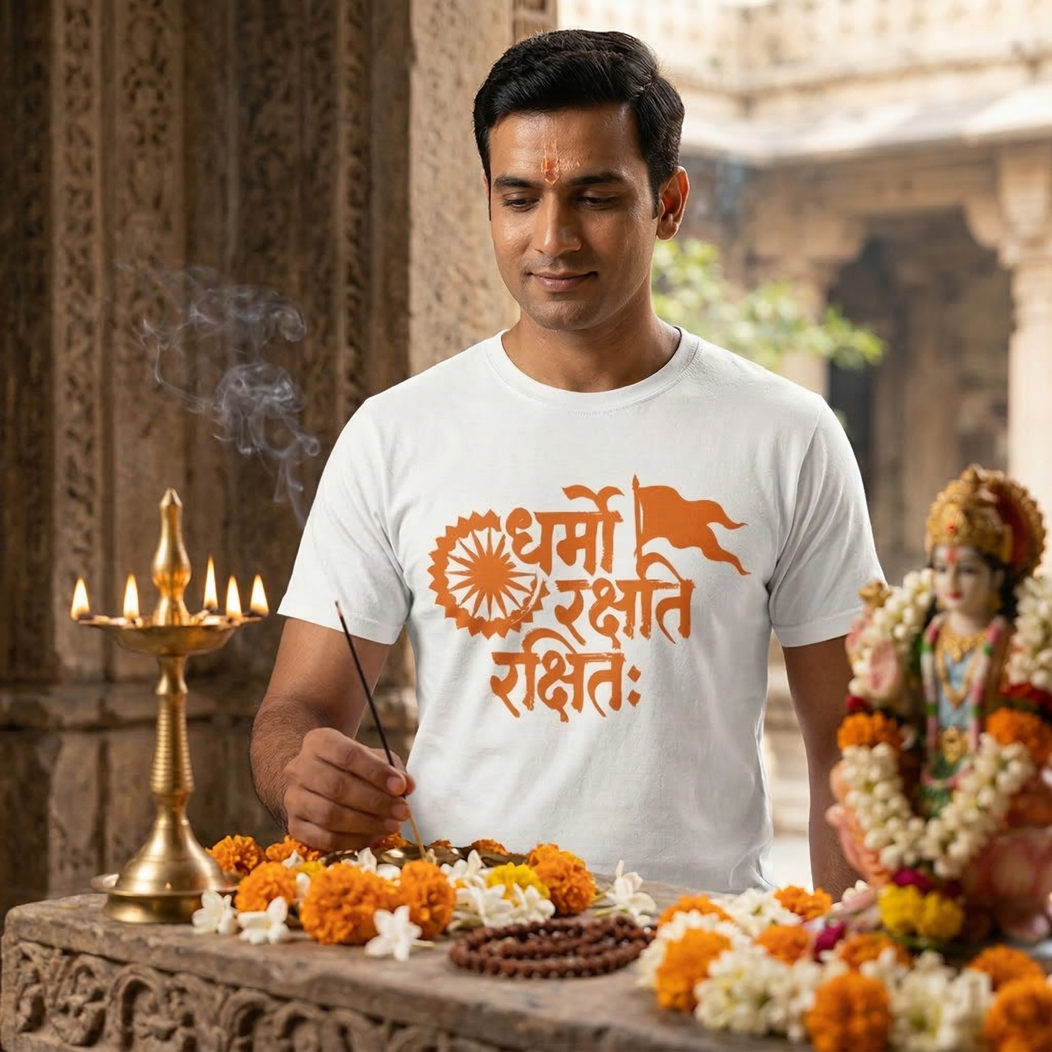 ‘Dharmo Rakshati Rakshitah’ Unisex T-Shirt - White
