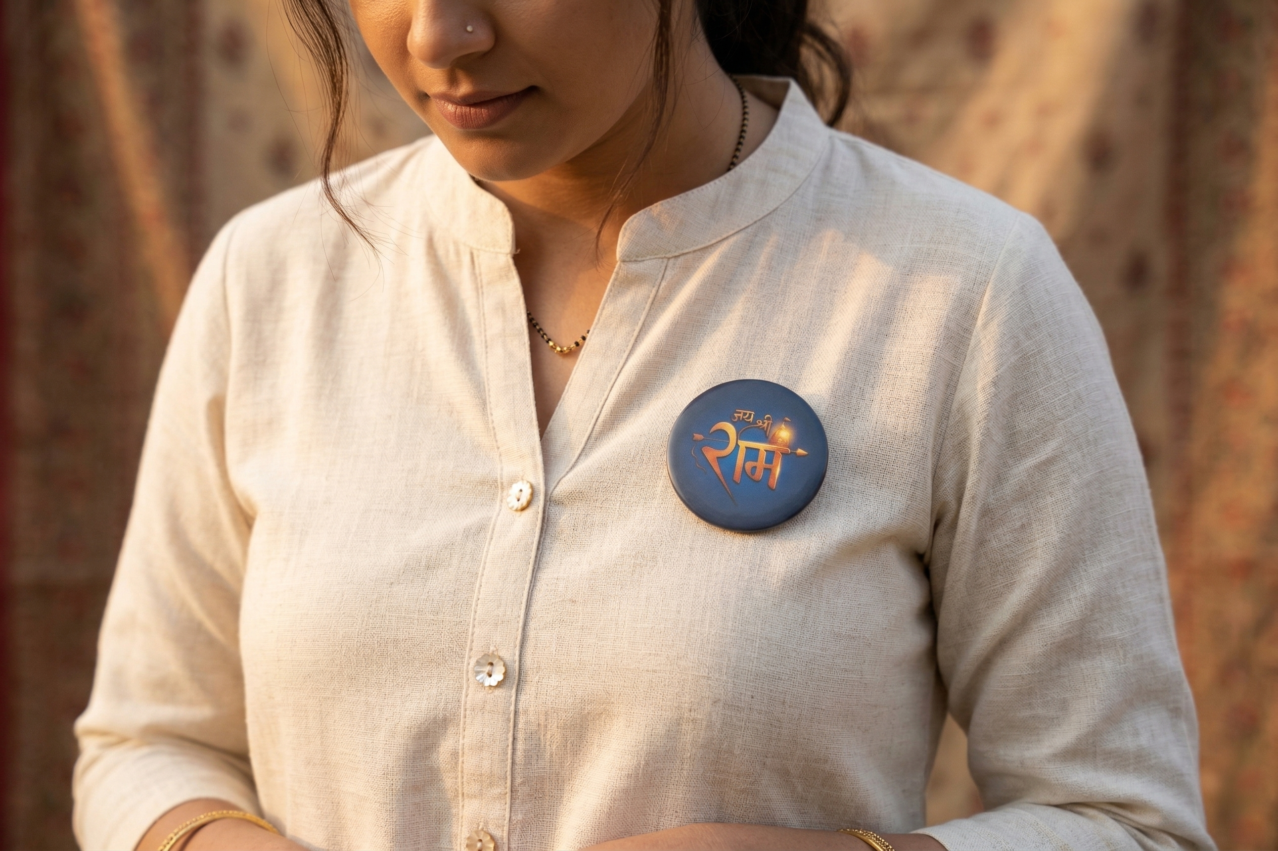 Jai Shree Ram Pin Badge and Fridge Magnet